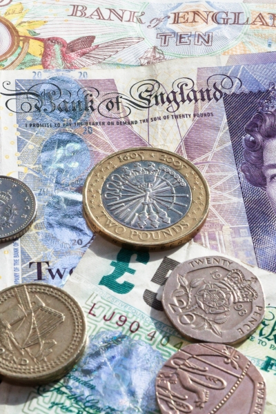 Image of UK currency and coins